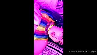 Hot teen girls in lingerie masturbate with sex toy