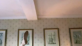 Slutty amateur blonde smoking and jerking dick