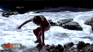 Jenny One: Beautiful Spanish Babe with Big Natural Tits Gets Naked on the Rocks