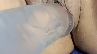 I tried a newly bought dildo, it was very big and tasted good in the pussy, I ate eggs and ate it with my stepson