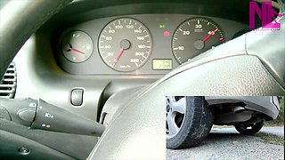 Reckless Revving Play Punishing My Car in Black Suede Sharp Heeled Louboutins