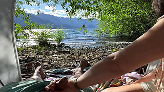 Lakefront afternoon, outdoor masturbations