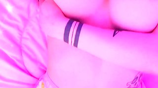 Glamour babe with big boobs masturbates in lingerie