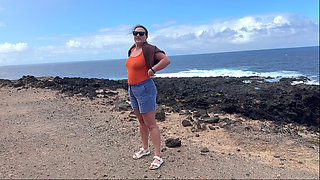 Nudist Girl Swimming Naked in the Natural Pool Outdoor