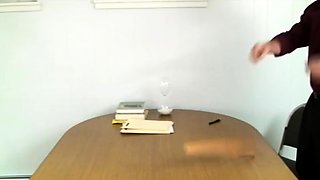 Redhead mistress spanking brunette schoolgirl