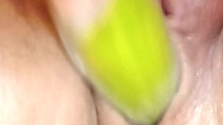 Playing And Enjoying With The Cucumber