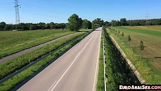 Assgaping babe anally drilled outdoor by big cock lover