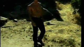 Cute blondes are sunbathing naked when two dudes come to fuck them