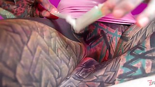SOLO tattoo girl ANAL masturbation - self ASSFUCK