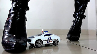 Domme Giantess Latex Boot Stomped Crushed Cop Car