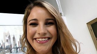 Blonde amateur babe fucking POV in public