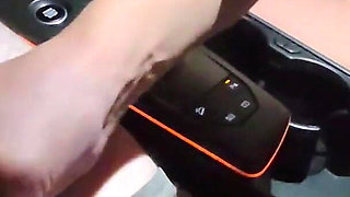 Hand Job Makes Him Cum All Over Himself in the Car