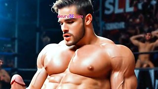 Wrestling muscular destroys beefy ass in public ring