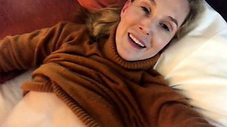 Amateur Blonde Chick Strips To Thong