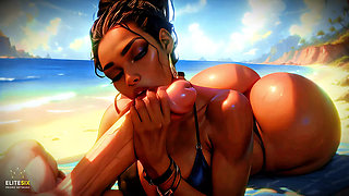 Thick Dark Skin Booty Interracial Action with Moans (100% AI Generated 4K)