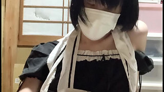 Cross-dressing masturbation in maid clothes!