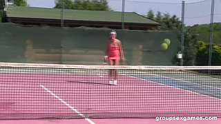 Horny Mixed Double Tennis Match