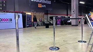 Masturbating black tranny plays with toy