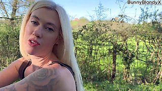 Big tits blonde with a broken down car gets fucked hard for the repair