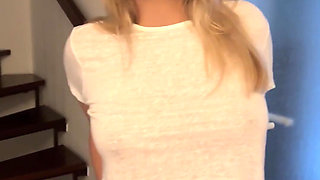 Going to Frankfurt Now Without a Bra and with a Sheer Top