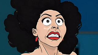 Married Busty Brunette Can't Resist the Sight of a Big Black Cock. Cartoon