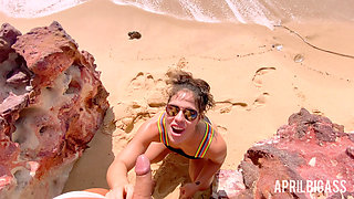 April Big Ass Enjoys a Messy Watersports Fantasy on the Beach