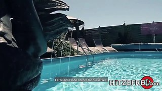 Hitzefrei fucking chesty german beauty Mia Blow outside