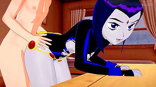 Nubile Titans Raven from anime gets uncensored action with a big booty and large breasts