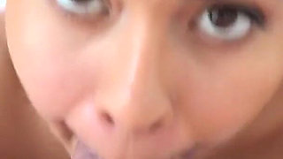 Petite Latina teen Gabby Martinez POV cum swallow blowjob