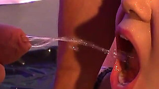Three Oily Lesbians with Fake Tits Tribbing and Squirting in the Pool