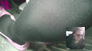 Driving in Black Thick Nylons and Pink Ballet Flats