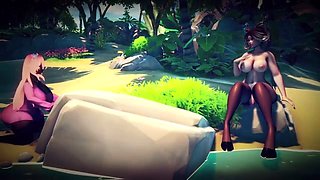 Hentai redhead gives blowjob and having sex