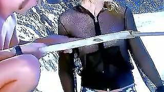 Kinky teen Cassandra Delamour gets her ass fucked by strangers on the beach