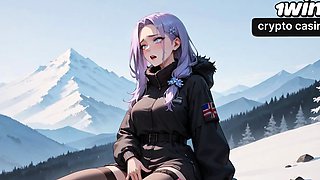 Snow Queen's Milk Spray Orgasm in Alpine Peaks