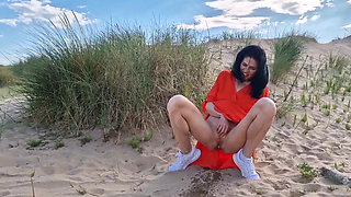 Naked Exhibicionist on Beach