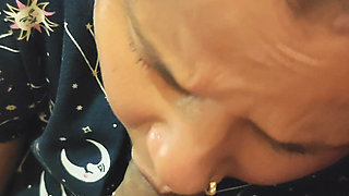 Indian MILF Slave Olivia Deepthroat Blowjob Face Fuck by Her Master with Slap, Handjob Jerk Cumshot Happy Ending First Time Ever