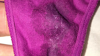 Wife arrived home with wet panties smelling so good, while she showered I need to cream that panties
