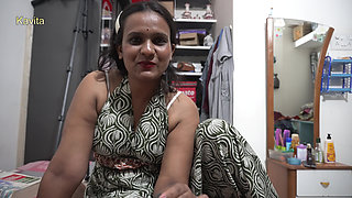 Desi Sexy Indian Kavita Bhabhi cheat on husband , Rub dick on boobs, Dirty blowjob , creampie riding