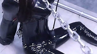 Cute Girlfriend's Latex Bondage, Nose Hook, Gag