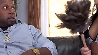 Maid Ember Snow cleans better after anal sex with a big black cock