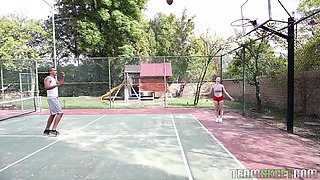 Walked on a black guy playing basketball and fucked on his BBC