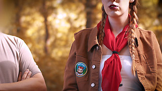 Disgusting! Young girl scout has to help perverted leader pee. - Clothedpleasures