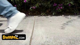 Chesty curvy Crystal Rush, Charley Hart & Nicky Rebel in nasty group fuck