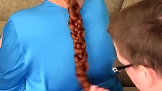 Short Hair Servant Anne Brushing and Braiding My Long Thigh Length Red Hair - Hair Fetish Sfw