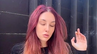 Smoking Outdoor Along Hair Fetish and Boobs Flash