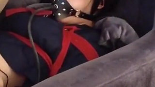 Mz04 - Orgasm Training with Pantyhose and Red Rope Binding