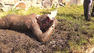 Humiliate, spit and piss on the filthy pig - PEE and MUD