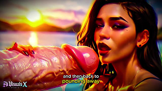 (4k) Ai 3D Animated Porn - Latina Baddie Worships Big White Cock (interracial Asmr) - Ai Visuals X