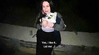 Big ass girl gets fucked at night in public POV