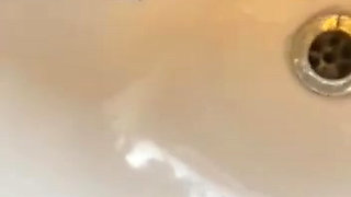 Quickie bathroom hand relief with cum-shot finish